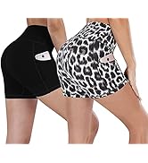 Fengbay 2 Pack 8" /5" Biker Shorts for Women with Pockets, High Waist Workout Shorts for Women Co...