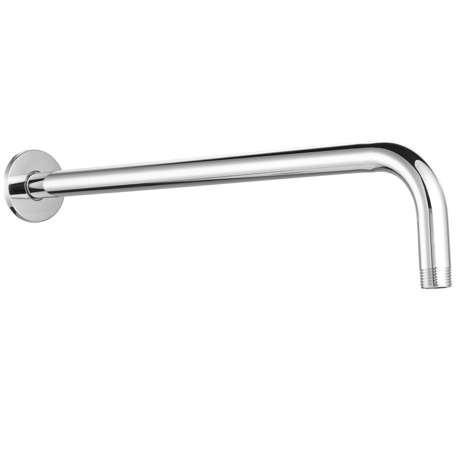 Shower Arm with Flange and Teflon Tape, Voolan 15'' Extension Shower Head Arm for Bathroom Fixed Shower Head, Solid Stainless Steel, Wall Mounted (Chrome)