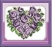 CaptainCrafts Cross Stitch Kits, New Stamped Kit Printed 11CT Fabric Cross Stitching DIY Art DMC Needlecrafts Embroidery Kit for Adults Beginner (Stamped, Rose Heart Purple)