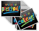 First & Last Day of School 8x10 Photo Prop Signs Complete Series Preschool to College Primary Colors for Boys & Girls, 16-Grade Levels: Preschool, Pre-K, Kindergarten, First to 12th Grades to College