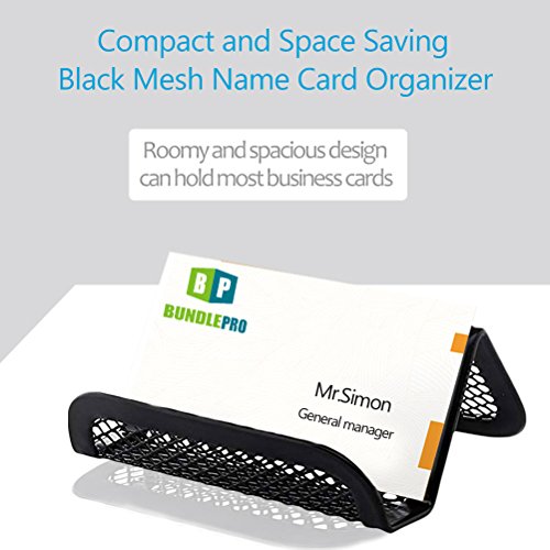 Pack of 6 Metal Business Card Holders | Elegant and Space Saving Black Mesh Name Card Organizer Display for Office Desk, Trade Shows, Exhibits, Conventions | Can Hold Multiple and Any Size Cards