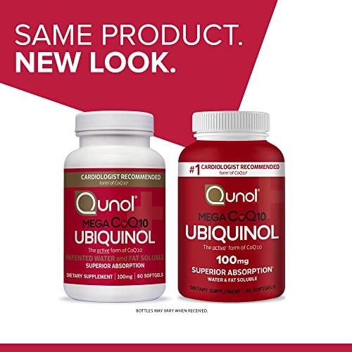 Ubiquinol CoQ10 Softgels, Qunol Mega Ubiquinol 100mg Superior