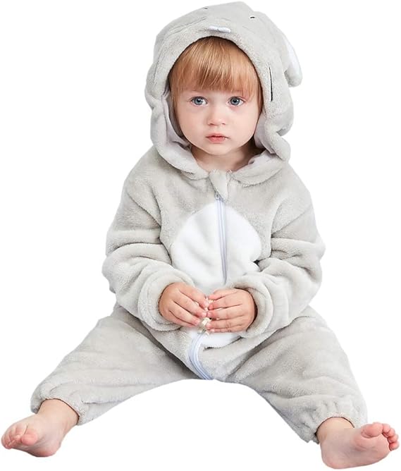 Amazon Co Jp ベビーロンパース 干支 ネズミ 耳付き 動物服 もこもこ 前開き フード付き カバーオール 新生児 防寒着 撮影 満月 出産祝い 誕生日 服 ファッション小物