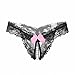YRYC Women's Sexy Midnight Bow-Tie Panties Lace Sheer FreeSize (Black)