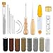 HONG 111 Leather Craft Repair Kit 29-Pack, Upholstery Repair Tool Kit Leather Hand Sewing Needles Canvas Thread and Needles Tape Measure Large-Eye Stitching Needles for Leather Repair