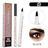 Arishine Eyebrow Tattoo Pen Microblading Eyebrow Pencil Tattoo Brow Ink Pen with a Micro-Fork Tip Applicator Creates Natural Looking Brows Effortlessly and Stays on All Day (Black)