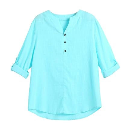 VRTUR Herren Hemd Kurzarm Leinenhemd Kariert Sommer Freizeit Männerhemden Tops Bluse L-XXXXL