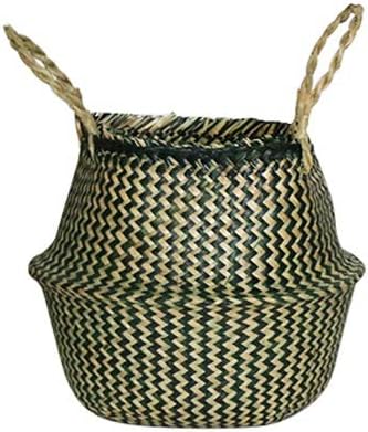 Amazon ガーデンツール 海草のための手作りのストレージバスケット 腹のために織っ折りたたみバスケット ポット植えのための庭のバスケット ぶら下げバスケット1個 植物工具 Color Black Tamano De Hoja M かご バスケット オンライン通販