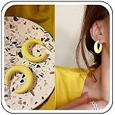Aneneiceera Vintage Acrylic White Circle Hoop Earrings Chunky Hoop Dangle Earring Acrylic Circle Earring Thick Candy Color C Shape Earrings Jewelry for Women