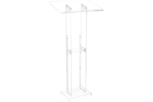 VEVOR Podium Stand, 50-Inch Acrylic Lectern, Portable Laptop Desk with Wide Reading Surface and Storage Shelf, Book Stopper, 
