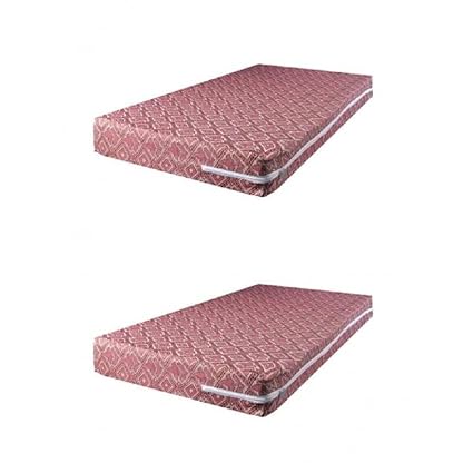 Trendz Decor Home Cotton Mattress Cover (Maroon, 36x72x5 cm) - Set of 2