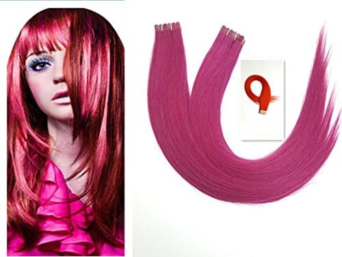 Silmei 24" Tape In Human Hair Extensions Silky Straight Skin Weft Human Remy Hair (rose purple)