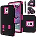 E LV Case for Galaxy Note 4 - Full Body Hybrid Armor Protection Case Cover for Samsung Galaxy Note 4 - Black/HOT Pink