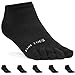 FUN TOES Women's Cotton Toe Socks Breathable Mesh -PACK OF 6 PAIRS- Size 9-11 -Lightweight, Black