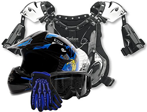 Youth Peewee Offroad Gear Combo Helmet Gloves Goggles Chest