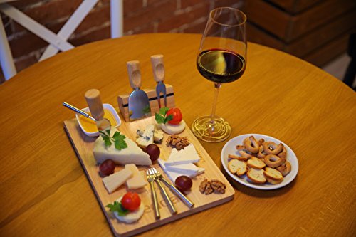 Dutyon Cheese Cutting Board Cheese Platter with Cutlery Knives Slicer and Magnetic Support – Perfect for Friends and Family Gathering