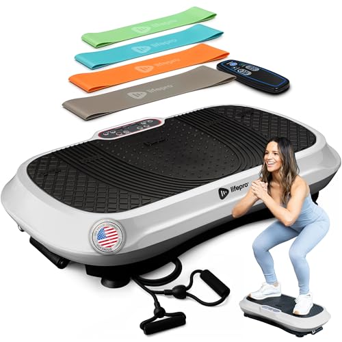 Lifepro Waver Vibration Plate Exercise Machine for Lymphatic Drainage, Muscle Activation, Full-Body Workout Vibrating Platform with Loop Bands, Fitness Equipment for Strength Toning & Fat Loss