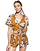 SweatyRocks Women's Boho Floral Print Spaghetti Strap Crop Cami Top With Shorts Yellow XL