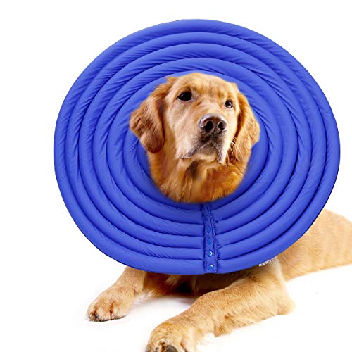 Soft Pet Recovery Collar,Anti Bite Waterproof Cone Collar for Dogs and Cats (L, Blue)