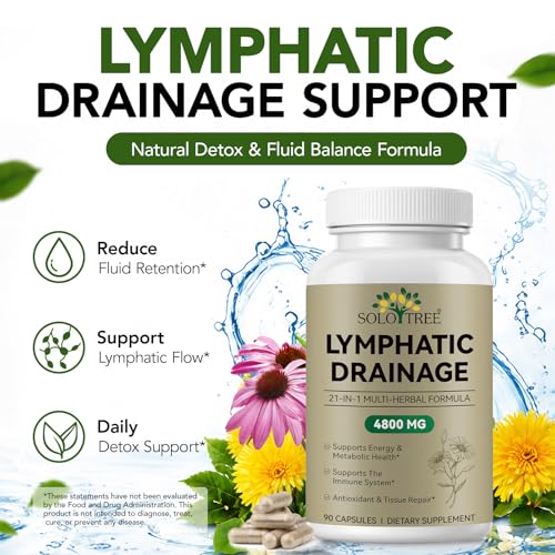 Lymphatic Drainage Supplements, Natural Herbal Blend for Immune and Fluid Health for Men Women, 90 Capsules for Lymph System Balance