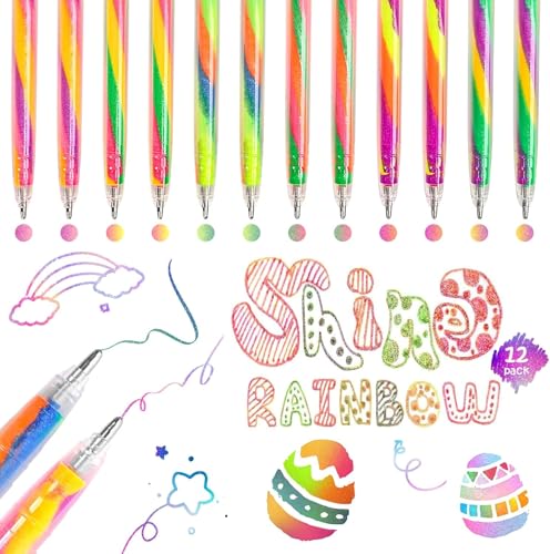 maritcan Party Bag Children's Birthday, 12 Rainbow Luminous Pens, Gifts for Girls 4-12 Years, Craft Set Children from 6 Years, Girls Gift, Easter Gifts Children, Easter Crafts