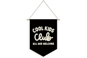 Dilemat Playroom Wall Decor,Cool Kids Club Wall Hanging Flag,Boys Nursery Decor,Black Canvas Pennant Banner for Playroom, Kids Room, or Classroom Decor