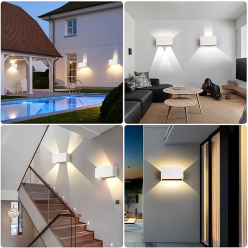 FUPE 25W Wall Light Indoor/Outdoor 4000K Natural White Modern Wall Sconces Adjustable Beam Angle LED Wall Sconces IP65 Waterproof