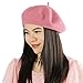 Acecharming Womens French Style Beret Wool Beanie Hat Cap(Thin, Pink)