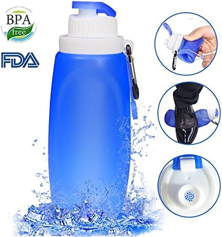 OUENUAH Water Bottles, Collapsible Water Bottles with Filter-Lightweight and Portable for Outdoors/Sports, Food Grade Silicone BPA Free, 11 oz or 17oz
