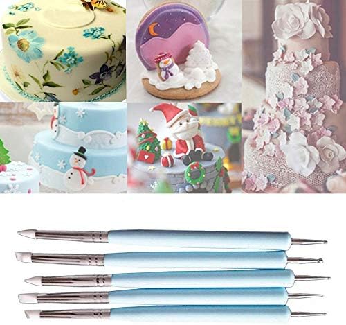 5pcs Double-Headed Silicone Brush Fondant Shaping Carving Sugarcraft Cake Decorate Pen