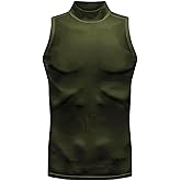 Mens Mock Turtleneck Tank Tops Quick Dry Sports Fitness Tops Sleeveless Compression Shirt Sports Base Layer Tank Top