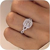 Princess Cut Cubic Zirconia Wedding Engagement Ring 925 Silver Plated Personalize Vintage Solitaire Crown Halo AAA CZ Side Baguette Infinity Ring for Women Jewelry Gift 10#