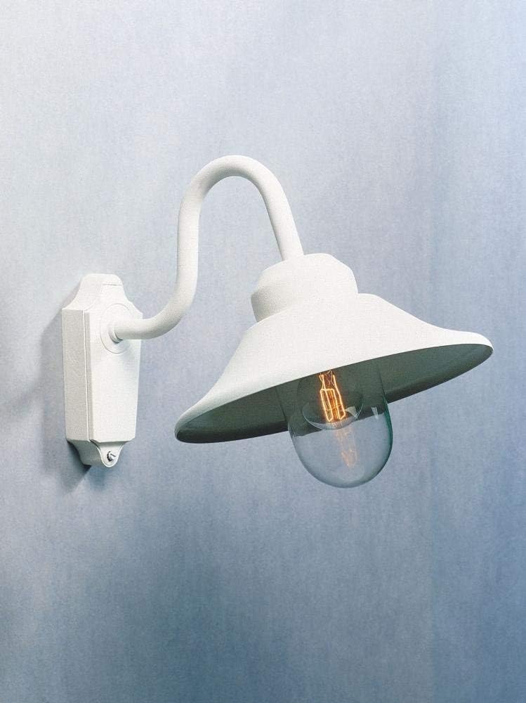Konstsmide Handmade Outdoor Wall Lights Mains Powered/Vega Down Swan Neck Outdoor Wall Light/1 x 60 W E27 Max Wall Lamp/Clear Glass Globe/Aluminium/IP23/White Outside Light - Image 3