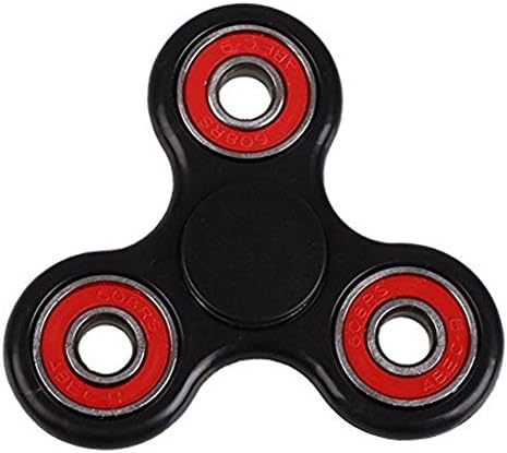 Tri-Spinner Toy Fidget Spinner Hand EDC Spinner Toy for ADD, ADHD, Anxiety, and Stress Relief Helps Focus (Black and Red)