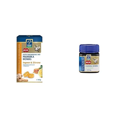 Manuka Health Vorteilspack - Manuka Honig MGO 250+ (250g) und Ingwer-Zitrone Lutschbonbons (100 g)