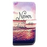 Galaxy Alpha Case,Galaxy Alpha Leather Case,Leather Case,Vogue Shop Fashion Pattern Premium PU Leather Wallet [Stand Feature] [Flip Cover]Type Magnet Design Flip Protective Pouch Skin Case Cover with All-around TPU Inner Case and Snap Button Closure Stylish design and Foilo with Foldable Stand,Smart Bracket, Pockets for ID, Credit Cards ,cash (Built-in Card Slots and cash/bill money slot) - Blue Flip Case Armor Protection Defender Case Cover for Samsung Galaxy Alpha G850 with 1 Stylus/one screen touch pen [ Samsung Galaxy Alpha / G850 ] (Vogue shop-Never Stop dreaming)