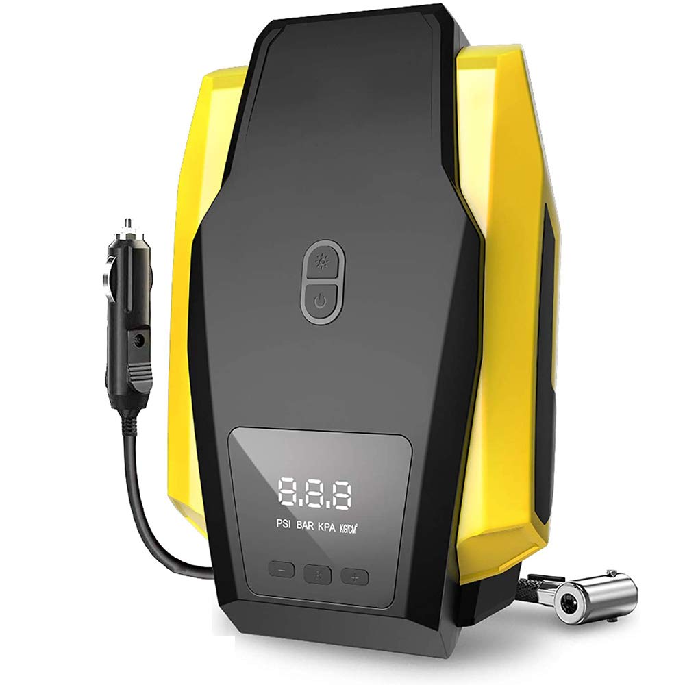 Innoo Tech Tire Inflator, DC 12V Portable Digital Air Compressor Pump for Car Tire, Bicycles and Other Inflatables (Yellow)