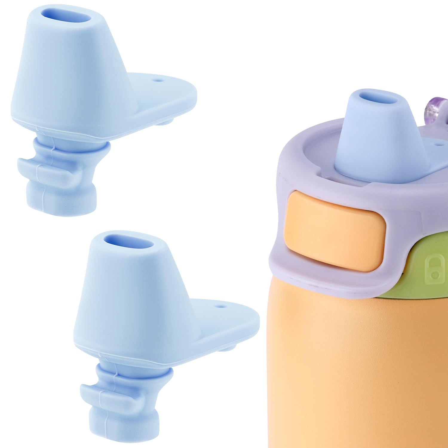 Photo 1 of 2pcs Spout Replacement for Ello Pop & Fill, 22oz/32oz Silicone Water Bottle Spout No BPA Water Bottle Mouthpiece Replacement Compatible with Ello Pop & Fill (Blue)