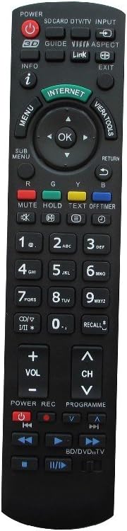 Hotsmtbang Replacement Remote Control for Panasonic TC-P50S60 TC-P65S60 TC-P55GT31 TC-P55S60 TC-P65VT30 TC-P50GT50 TC-P55VT50 TC-P65VT50 Viera Plasma HDTV TV