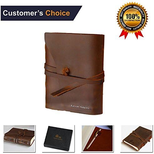 Leather Journal Writing Notebook 3 In 1 with Premium Gold Pen and Luxury Box- Handmade Travelers Notebook 240 Unlined Paper standard 7X5" - Antique Handmade Leather Bound Daily Notepad For Men & Women