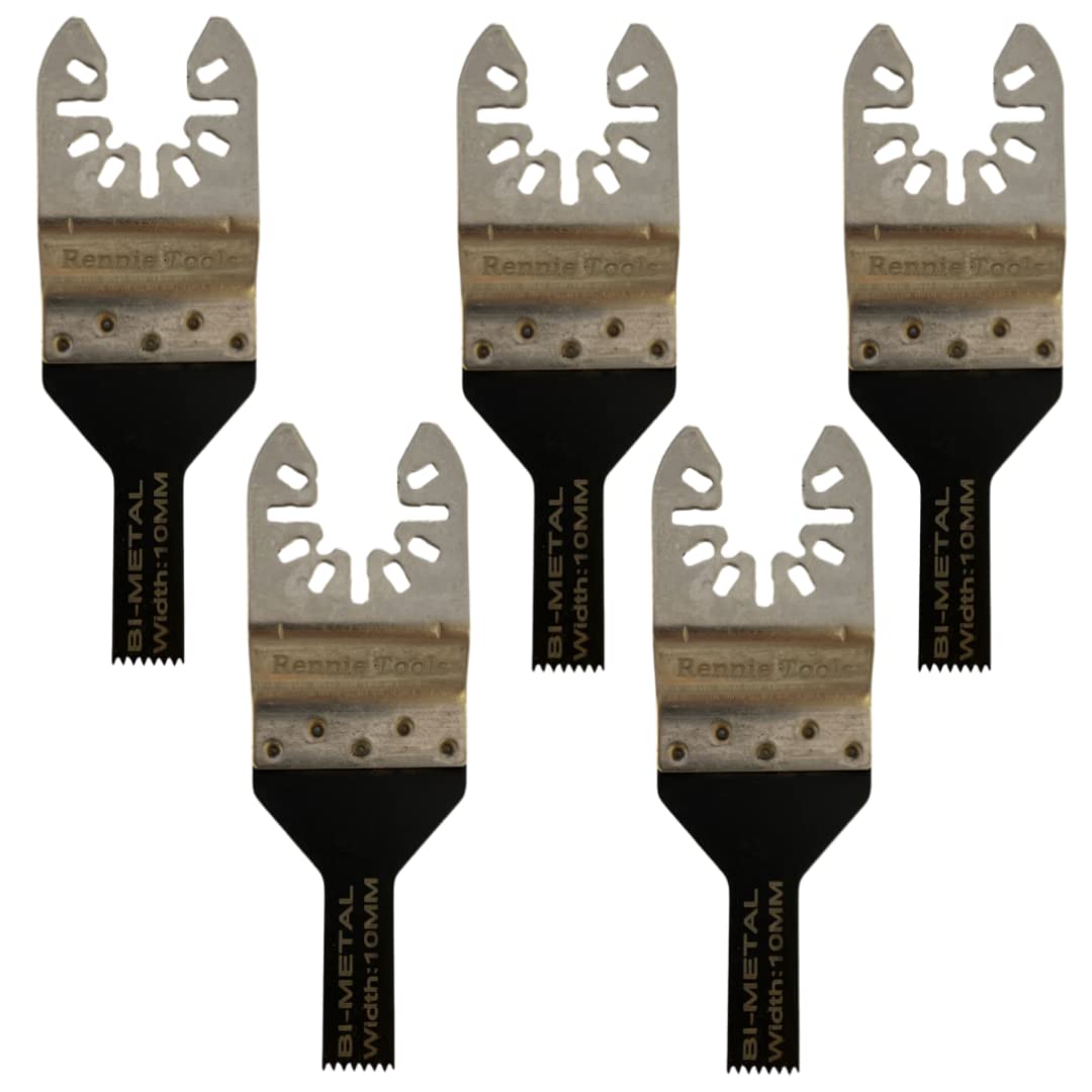 Pack of 5-10mm Wide Bi-Metal Multitool Blades for Wood, Nails, Non-Ferrous Metals. Compatible with Dremel Fein Multimaster Makita Stanley Worx Dewalt Multi Tool Etc Oscillating Multi Tool Blade