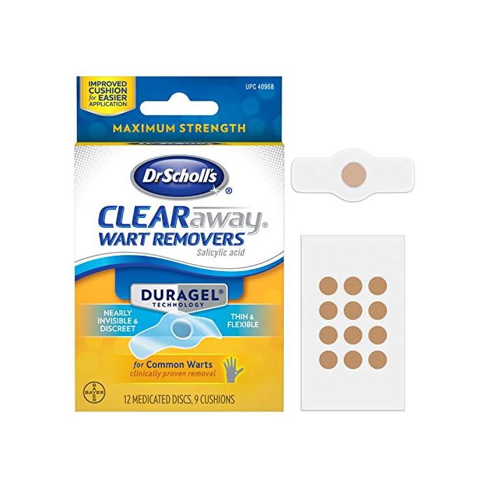 Dr. Scholl's ClearAway Wart Remover with Duragel Technology, 9ct / Clinically Proven Wart Removal of Common Warts with…