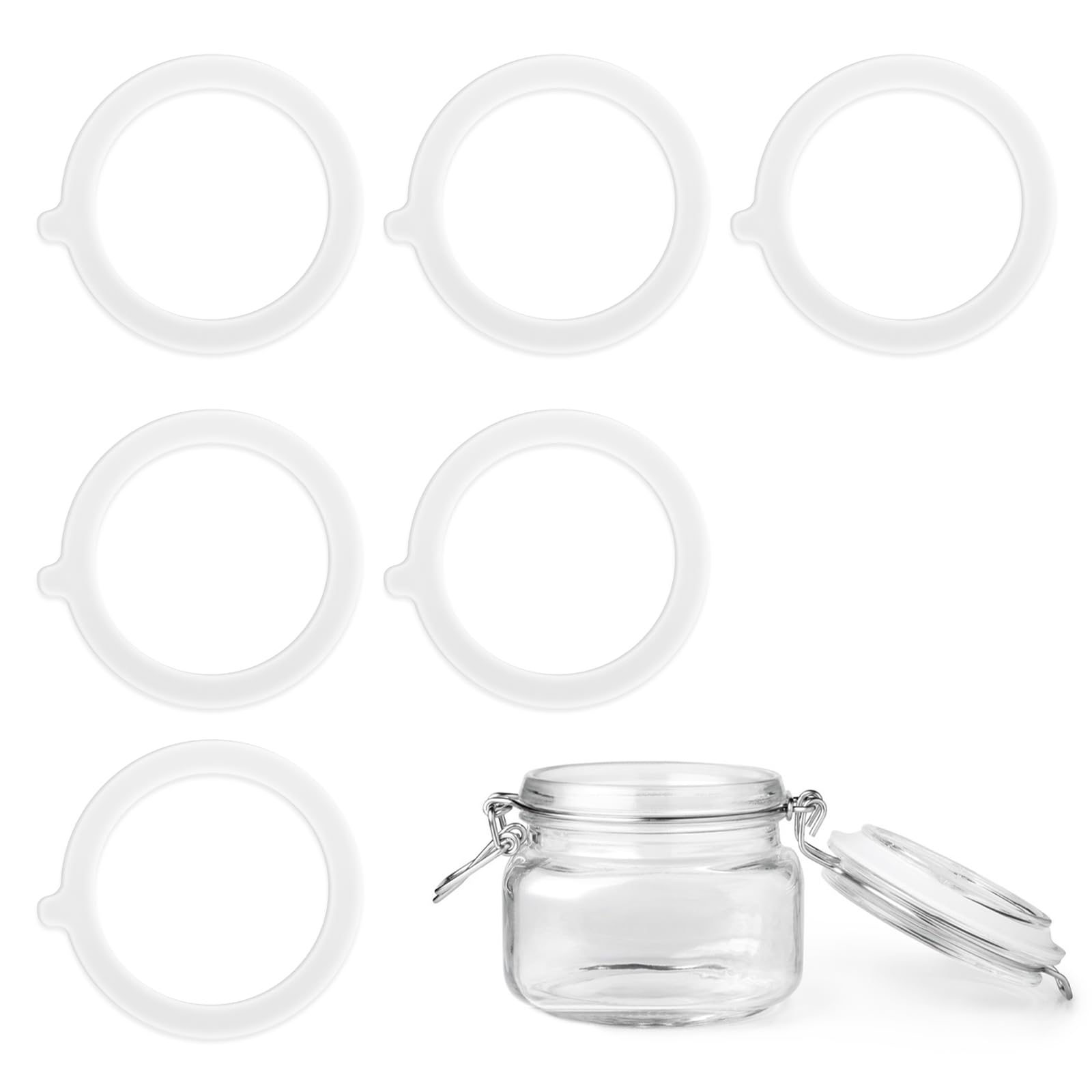 Photo 1 of 6 PCS Rubber Seals for Glass Jars, White Rubber Gasket for Glass Jars, 4.5 Inch Canning Rings, Replacement Mason Jar Rings for Canisters 3.5 Inch Mouth Glass Jar