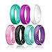 Egnaro Silicone Wedding Bands for Women, Inner Arc Ergonomic Breathable Design Womens Silicone Wedding Ring with Metal Plate, 4mm Width Rubber Wedding Bands Women with Metal Plate, No-Toxic,Skin Safe