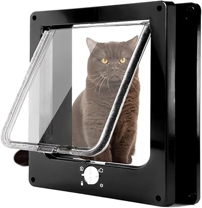 EASY JOY Large Cat Flap 4 Way Locking Magnetic Quiet Door for Wall/Upvc/Wood