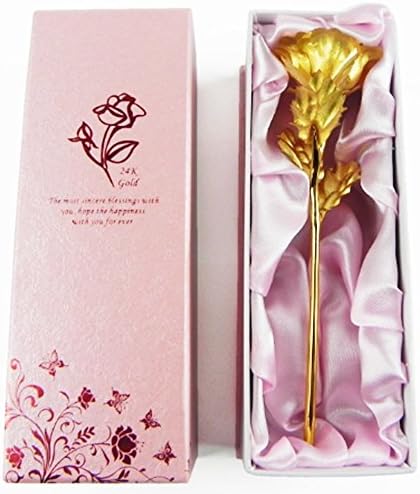 Golderose - Luxurious 24k 99.9 Gold Foil Artificial Rose with 9.8in Stem, Gift for Mother's Day, Valentine's, Christmas, Birthday, Anniversary, and More, Elegant Pink Box