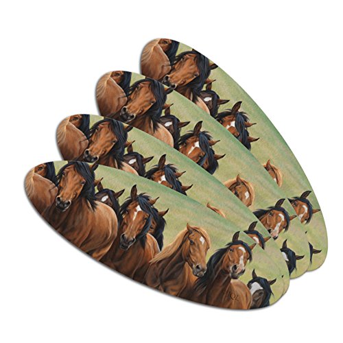 Horses on the Prairie Pecking Order Double-Sided Oval Nail File Emery Board Set 4 Pack