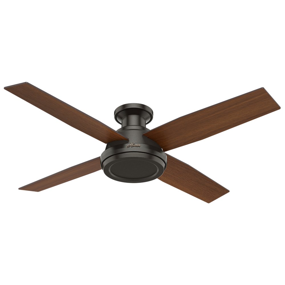 Hunter 59449 Dempsey Low Profile 52" Ceiling Fan with Handheld Remote, Large, Noble Bronze
