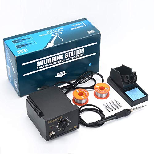 KinCam ESD Safe Soldering Iron Station with 2 Pack Solder Wire, Solder Holder and 5 Pcs Soldering Iron Tips, Anti-Static,Temperature Adjustable,Black - Thumbnail 6