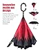 Glamore Umbrella, Reverse Umbrella, Creative Double Layer Hands Free Inverted Umbrella Straight Waterproof Inside Out Travel Umbrella Red-Black